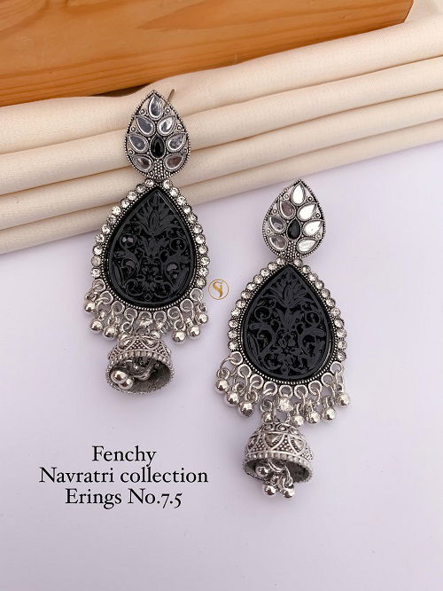 5 Fancy Designer Navratri Special Earring Kansar Jummar Wholesale Price In Surat	